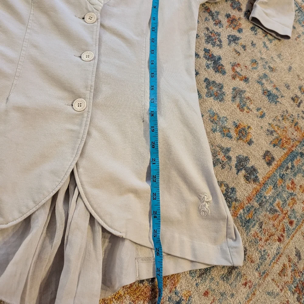 European Culture Women's XS Light Gray Soft Jacket Flat Collar Pleated Tail - Picture 11 of 12